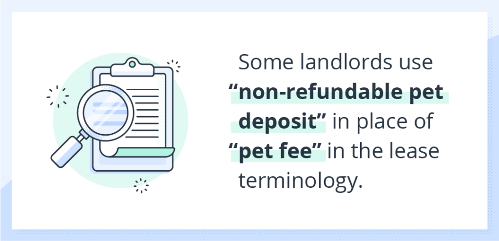 standard non refundable pet deposit