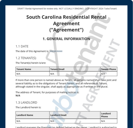 Watermarked TurboTenant South Carolina Lease Agreement