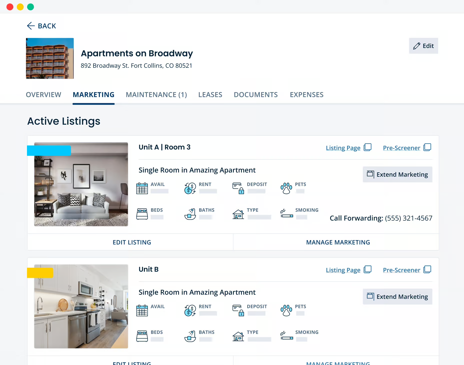 Residential rental listings for 892 Broadway St. on TurboTenant’s property management software